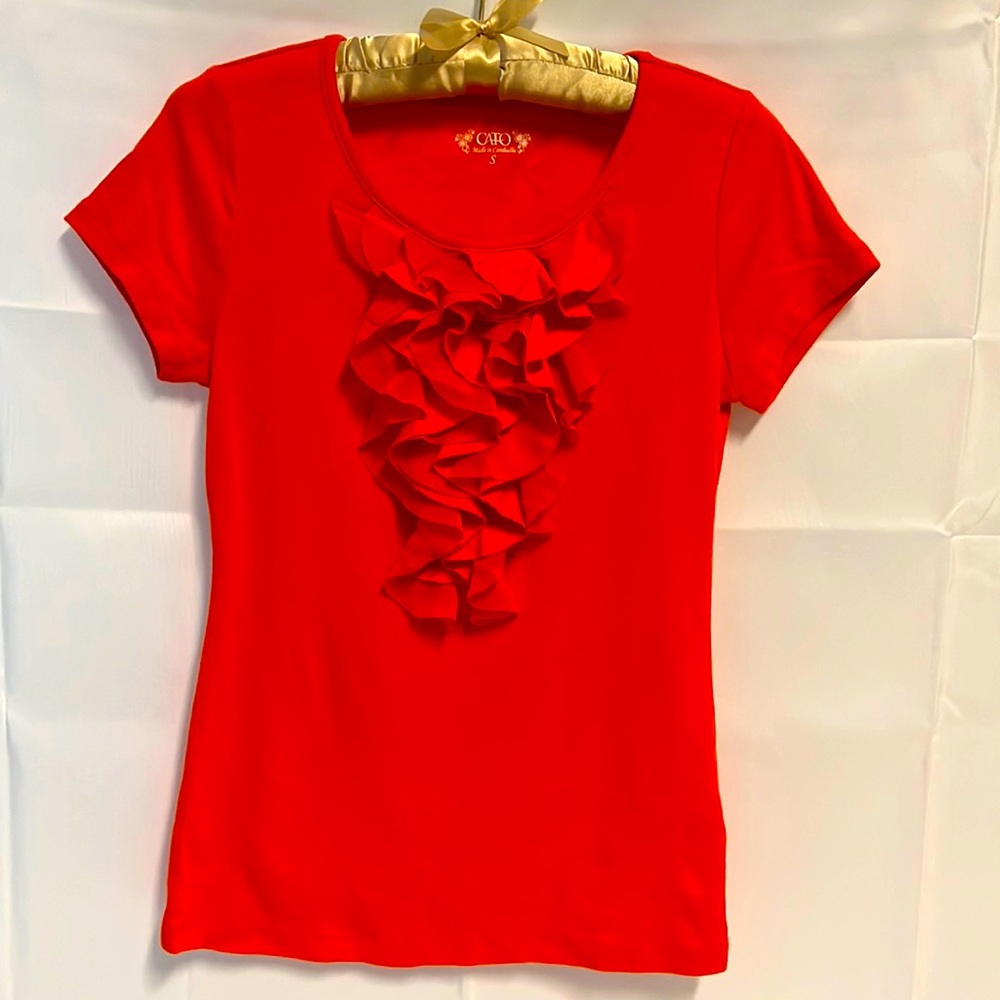 Cato Red Ruffle Blouse